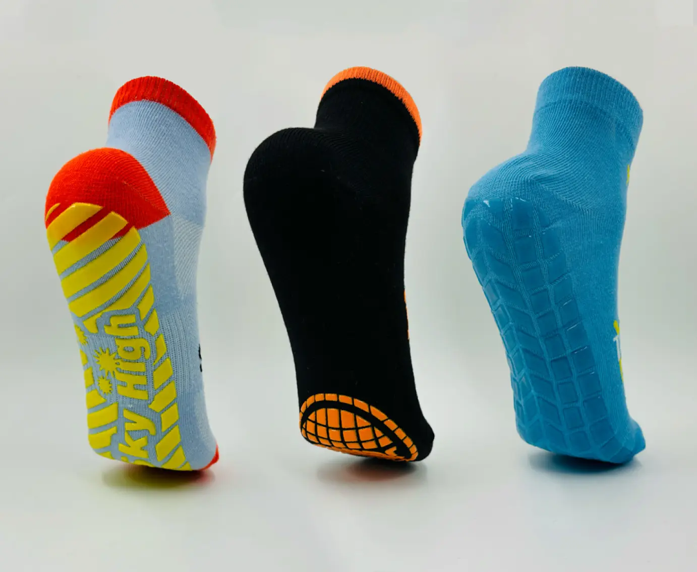 photos which present the different types of grip - grip socks